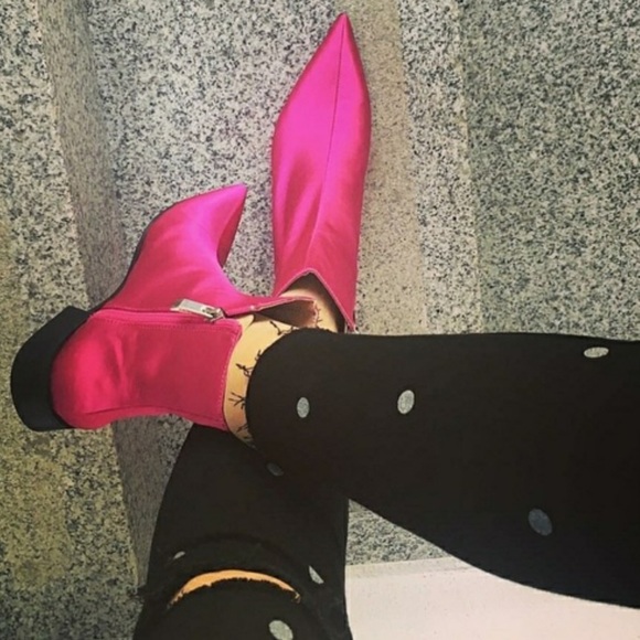 ZARA ankle hot pink satin boots size 37 - Picture 1 of 8
